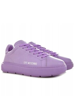 Love Moschino Lilac Calfskin Bold Sneakers